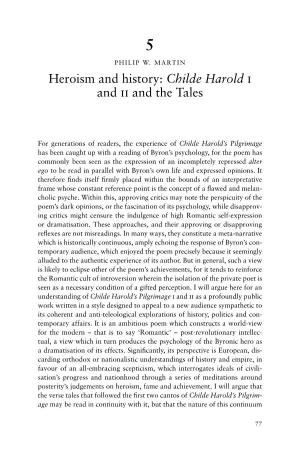 Heroism and History: Childe Harold I and Ii and the Tales
