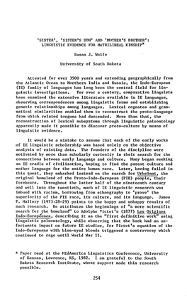 'Sister', 'Sister's Son' and 'Mother's Brother': Linguistic Evidence for Matrilineal Kinship*