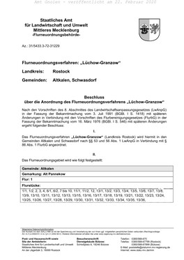 Lüchow-Granzow Landkreis: Rostock Gemeinden: Altkalen, Schwasdorf