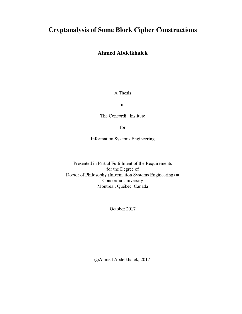 Cryptanalysis of Some Block Cipher Constructions