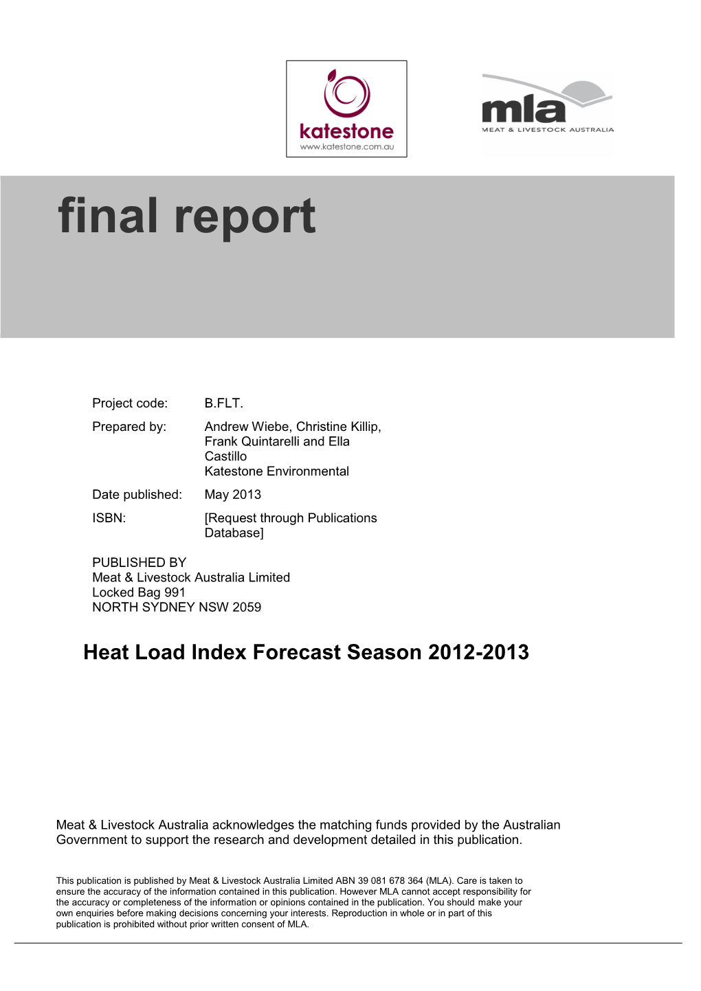 Hli Forecast Season 2011