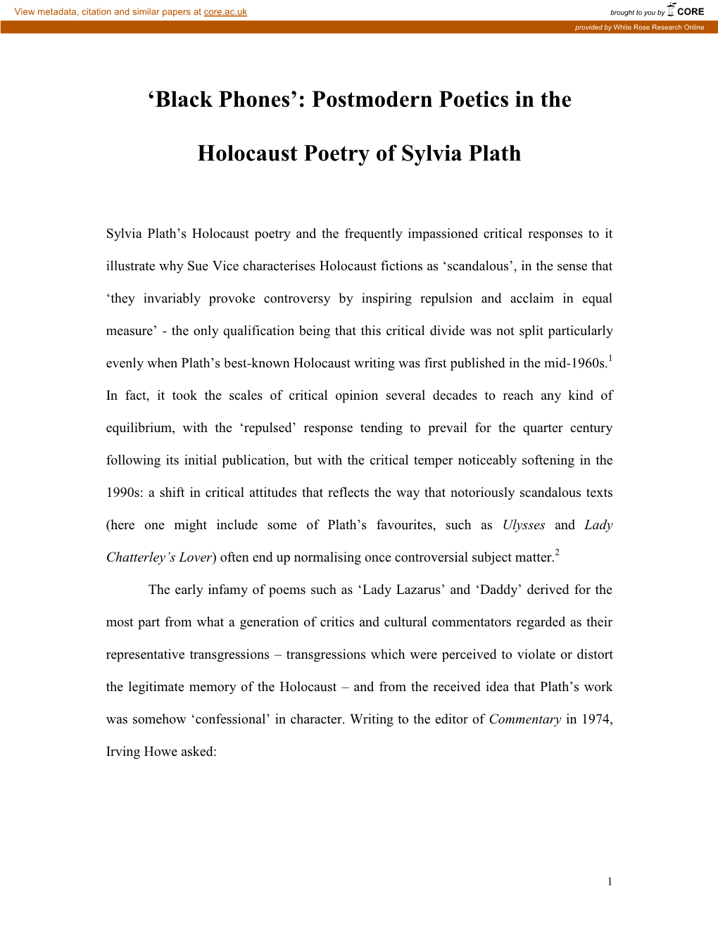 The Holocaust Poetry Of