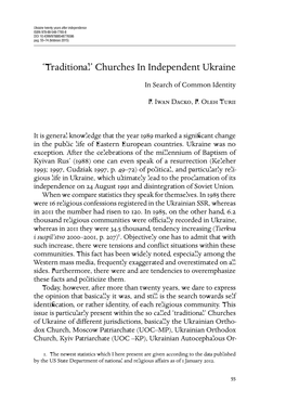 'Traditional' Churches in Independent Ukraine