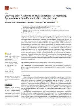 Cleaving Ergot Alkaloids by Hydrazinolysis—A Promising Approach for a Sum Parameter Screening Method