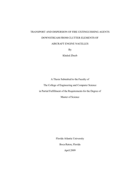 Transport and Dispersion of Fire Extinguishing Agents