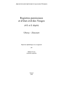 Registres Paroissiaux Et D'état Civil Des Vosges