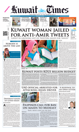 Kuwait Woman Jailed for Anti-Amir Tweets