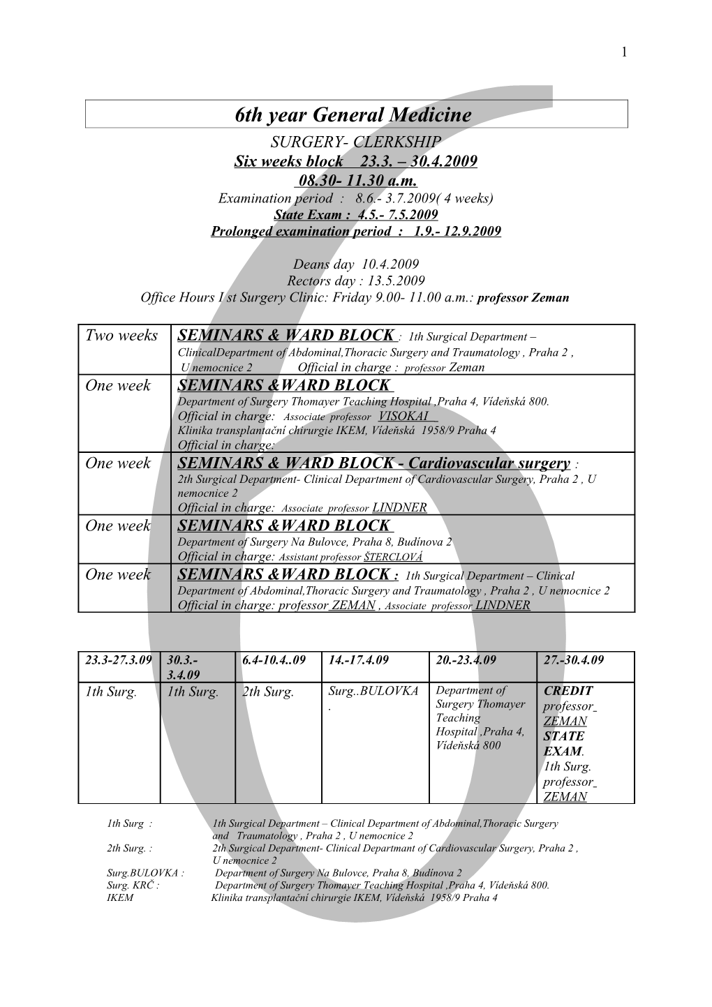 6Th Year General Medicine 2004/2005