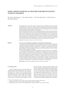 Rare Earth Elements As Tracers for Provenancing Ancient Ceramics