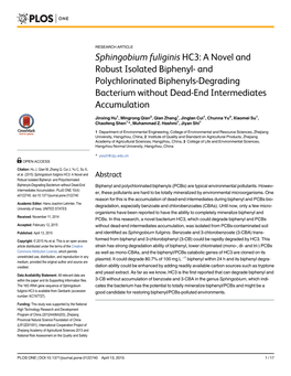 And Polychlorinated Biphenyls-Degrading Bacterium Without Dead-End Intermediates Accumulation