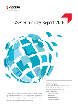 CSR Summary Report 2018