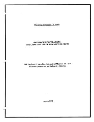 Handbook of Operations Involving the Use of Radiation Sources