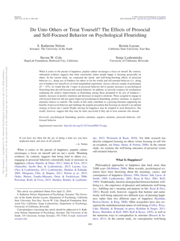 Do Unto Others Or Treat Yourself? the Effects of Prosocial and Self-Focused Behavior on Psychological Flourishing
