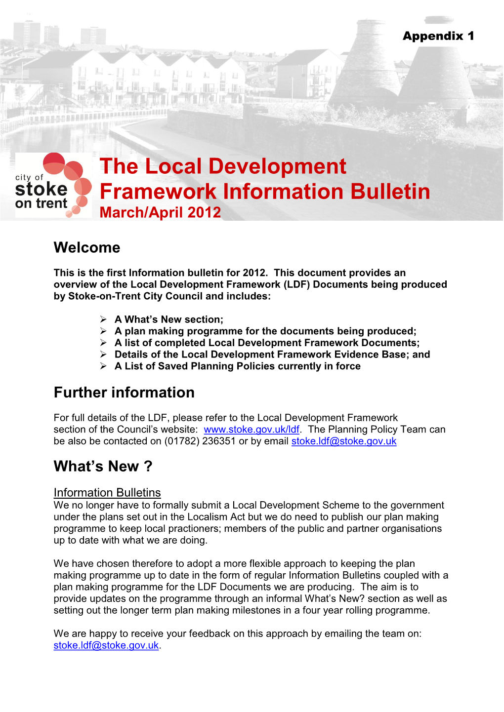 The Local Development Framework Information Bulletin March/April 2012
