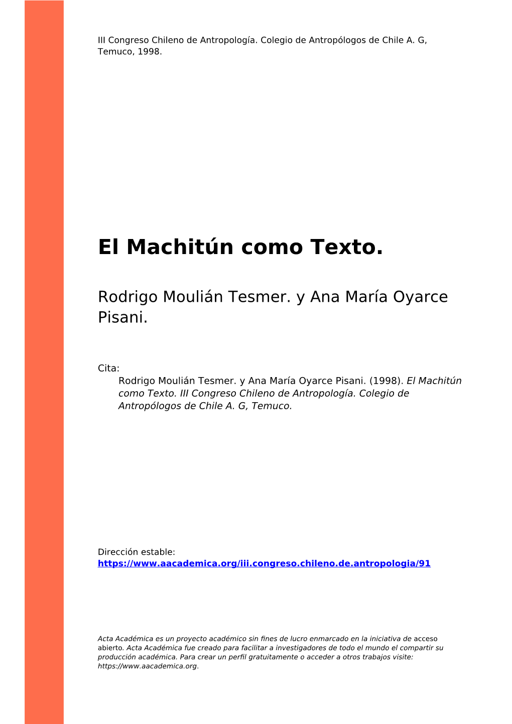 El Machitún Como Texto