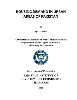 Housing Demand in Urban Areas of Pakistan