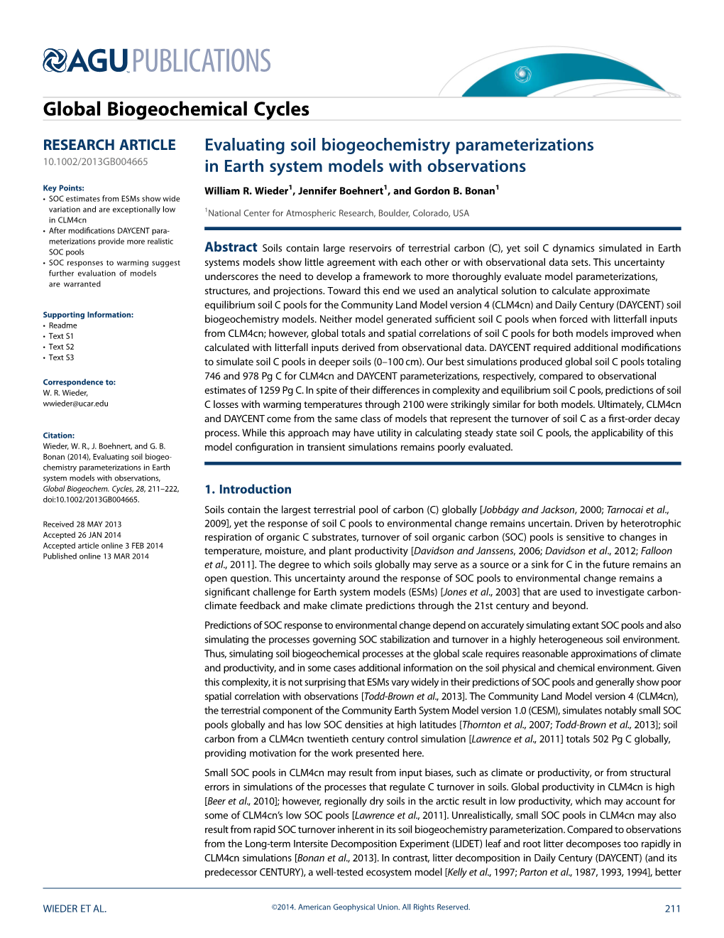 Evaluating Soil Biogeochemistry Parameterizations in Earth System Models with Observations