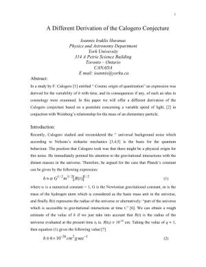 A Different Derivation of the Calogero Conjecture
