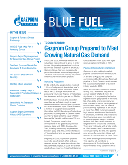 Blue Fuel,” Pipeline Infrastructure Enhancement Gazprom Group Has Been Increasing Its Pg