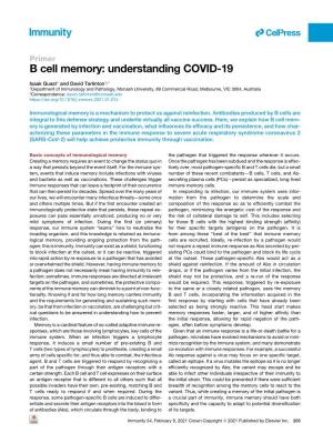 B Cell Memory: Understanding COVID-19