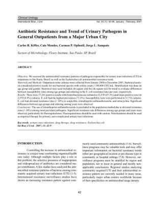 Antibiotic Resistance and Trend of Urinary Pathogens in General Outpatients from a Major Urban City