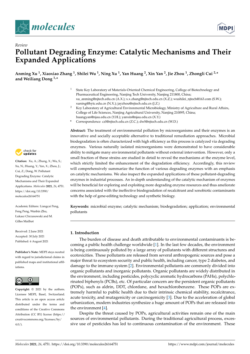 Pollutant Degrading Enzyme: Catalytic Mechanisms and Their Expanded ...