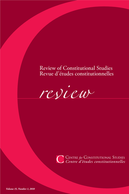 Review of Constitutional Studies Revue D'études Constitutionnelles