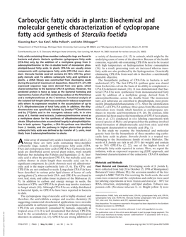 Carbocyclic Fatty Acids in Plants: Biochemical and Molecular Genetic Characterization of Cyclopropane Fatty Acid Synthesis of Sterculia Foetida