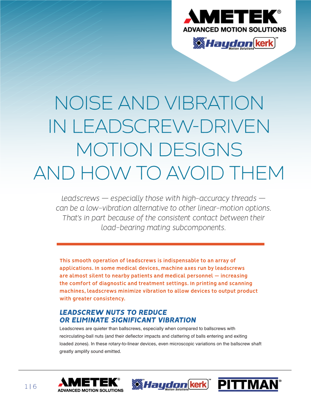 Noise and Vibration in Leadscrew-Driven Motion Designs and How to Avoid Them