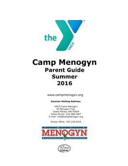 Camp Menogyn Parent Guide Summer 2016
