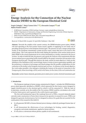 Energy Analysis for the Connection of the Nuclear Reactor DEMO to the European Electrical Grid