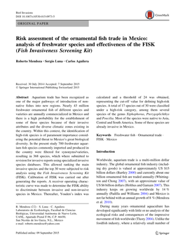 Risk Assessment of the Ornamental Fish Trade in Mexico