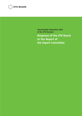 Response of the ETH Board to the Report of the Expert Committee