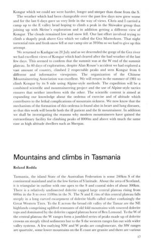 Mountains and Climbs in Tasmania