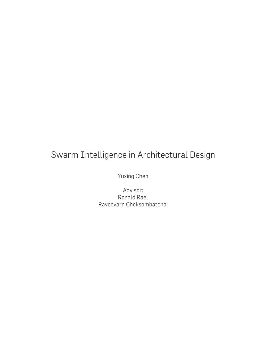 Swarm Intelligence in Architectural Design