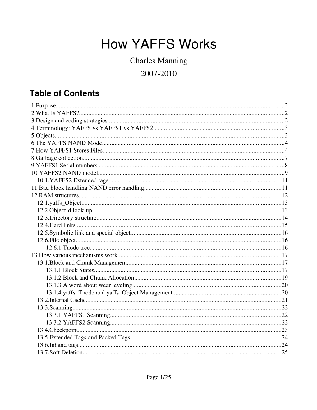 How YAFFS Works Charles Manning 2007­2010