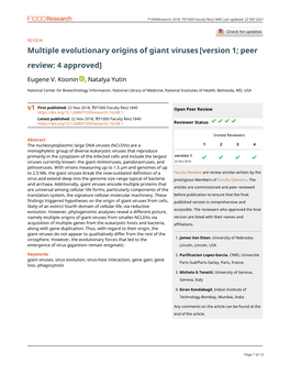Multiple Evolutionary Origins of Giant Viruses[Version 1; Peer Review: 4