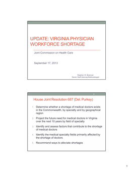 Update: Virginia Physician Workforce Shortage
