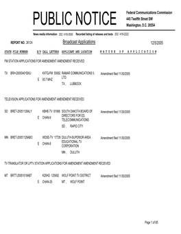 Broadcast Applications 12/5/2005
