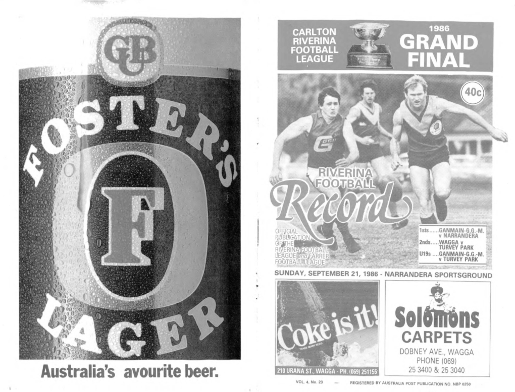Sol6itns CARPETS DOBNEY AVE., WAGGA PHONE (069) Australia's Avourite Beer
