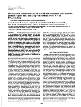 The Ankyrin Repeat Domains of the NF-Kcb Precursor P105 and The