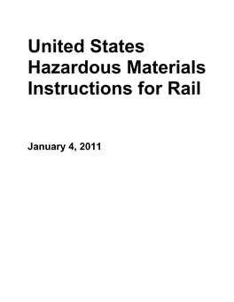 United States Hazardous Materials Instructions for Rail