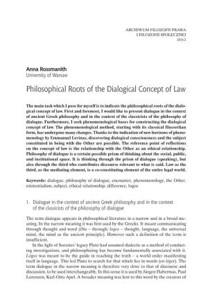 Philosophical Roots of the Dialogical Concept of Law 51