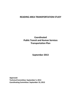 READING AREA TRANSPORTATION STUDY Coordinated Public Transit and Human Services Transportation Plan September 2013