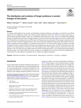 The Distribution and Evolution of Fungal Symbioses in Ancient Lineages of Land Plants