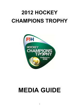 FIH 2012 Champions Trophy Media Guide