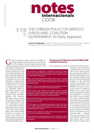 The Foreign Policy of Greece's Syriza-Anel Coalition Government