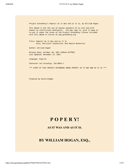 POPERY!, by William Hogan