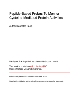 Peptide-Based Probes to Monitor Cysteine-Mediated Protein Activities