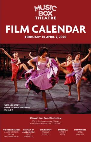 Film Calendar February 14-April 2, 2020